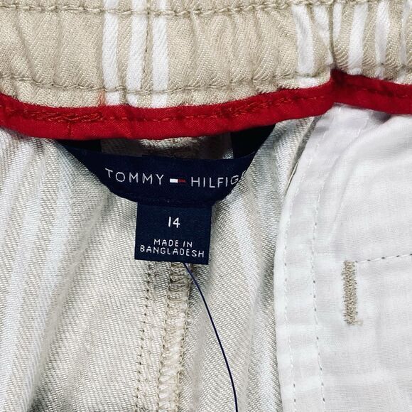 Tommy Hilfiger Pants Womens 14 Beige White Relaxed Cropped Elastic Waistband NWT - Picture 16 of 16